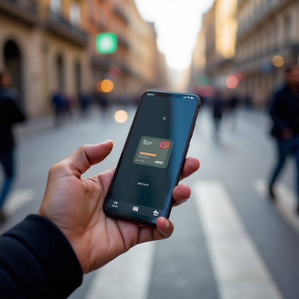 Una persona usando una billetera digital en su celular en Buenos Aires