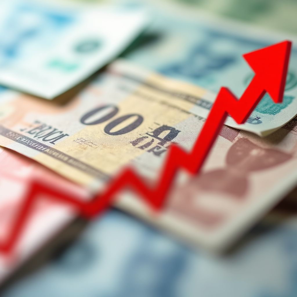 Gráfico de inflación y billetes argentinos
